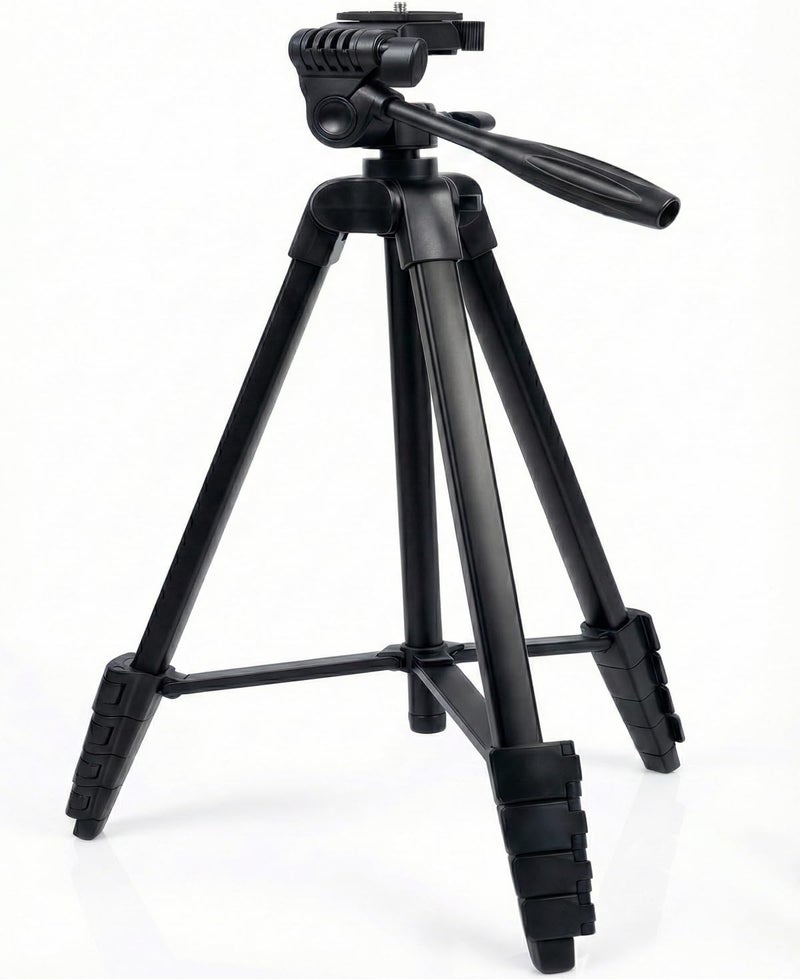 VulcanForge 17"-63" Aluminum Tripod for Laser Level, 1.5lb Lightweight, 3D Pan Tilt with Bubble Level, Quick Release Plate, Black - Image 1